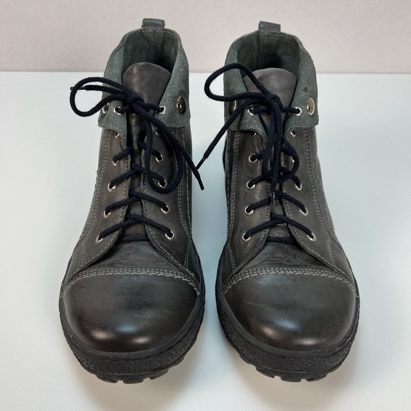 V Italia Kiki Leather Lace-up Ankle Boots Grey Women’s EU 40 US 9 Grunge Combat - Picture 4 of 15